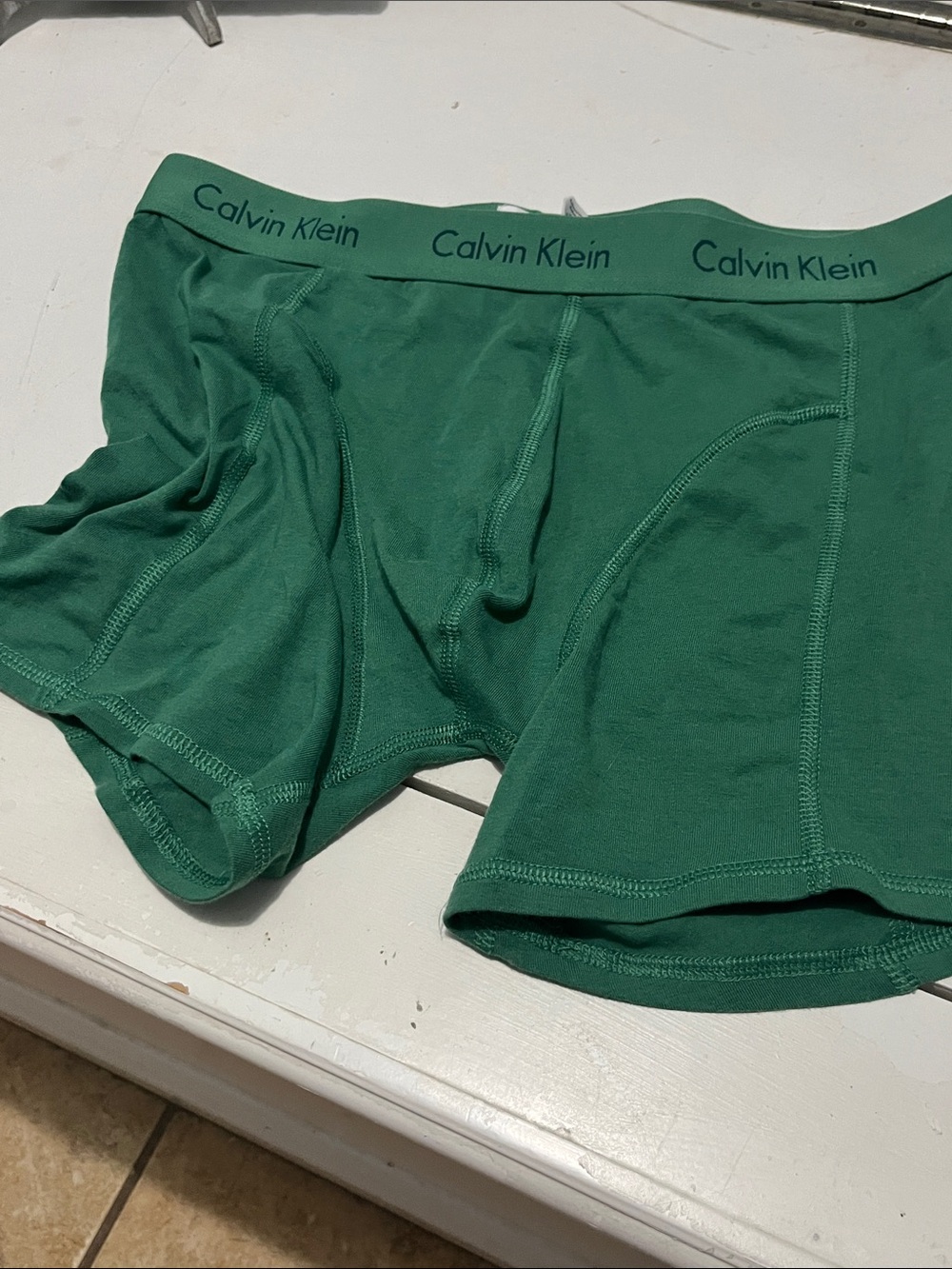 Calvin Klein Green Men's Boxer Briefs with Logo Waistband